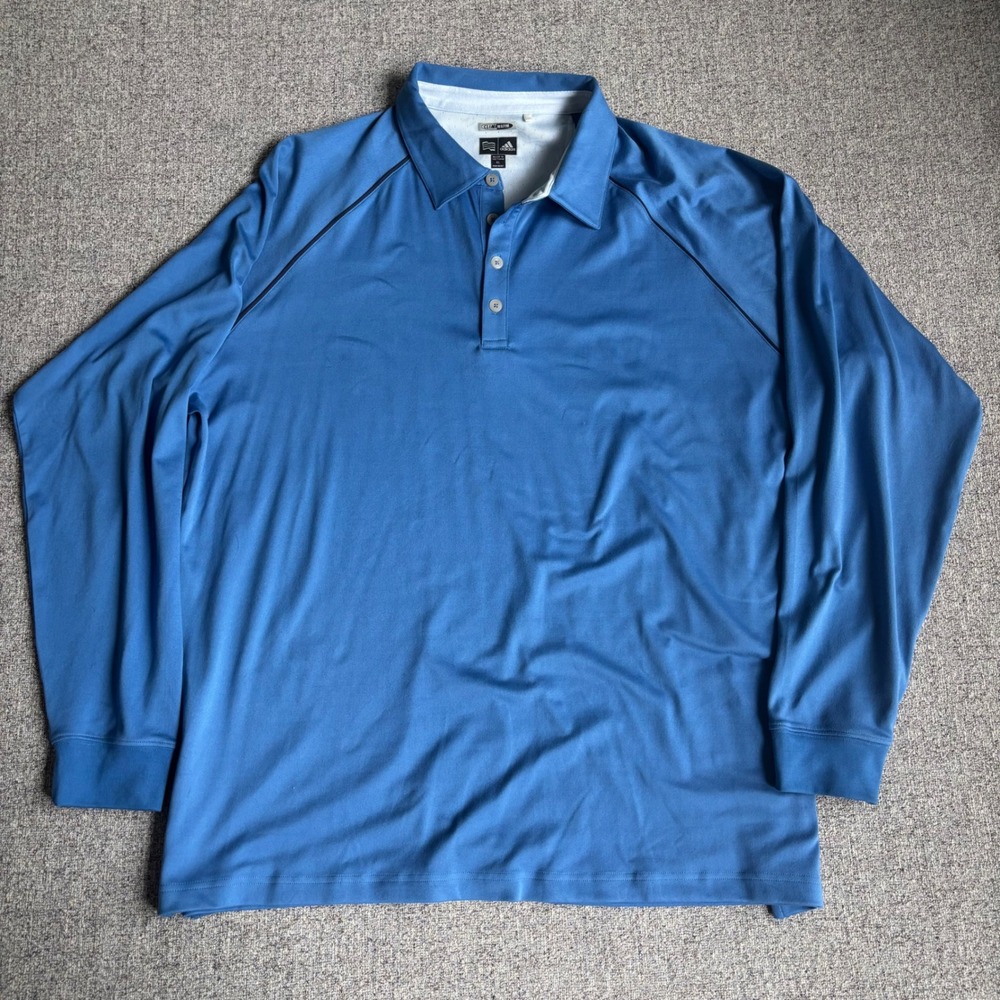 Adidas Polo‎ Shirt Mens XL Blue ClimaWarm Long Sleeve Golf Athletic